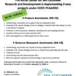 Hiring !! 3 Project Assistant & 5 Science Research Assistants