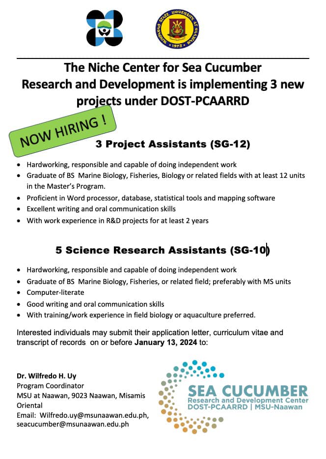 Hiring !! 3 Project Assistant & 5 Science Research Assistants