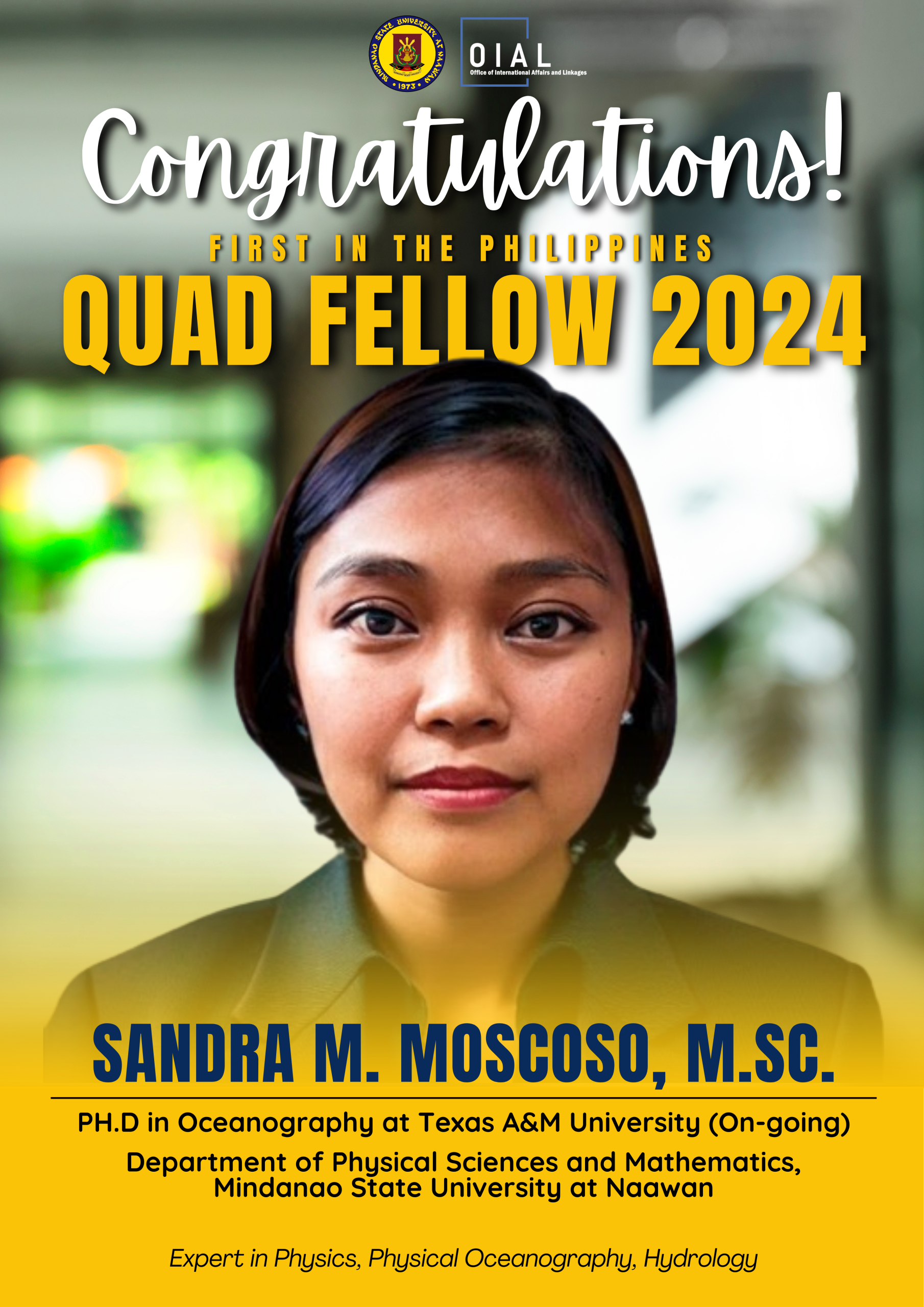 𝐌𝐒𝐔 at 𝐍𝐚𝐚𝐰𝐚𝐧 𝐂𝐞𝐥𝐞𝐛𝐫𝐚𝐭𝐞𝐬 𝐌𝐬. 𝐒𝐚𝐧𝐝𝐫𝐚 𝐌𝐚𝐧𝐮𝐥𝐚𝐭 𝐌𝐨𝐬𝐜𝐨𝐬𝐨’𝐬 𝐇𝐢𝐬𝐭𝐨𝐫𝐢𝐜 𝐀𝐜𝐡𝐢𝐞𝐯𝐞𝐦𝐞𝐧𝐭 𝐚𝐬 𝐐𝐮𝐚𝐝 𝐅𝐞𝐥𝐥𝐨𝐰