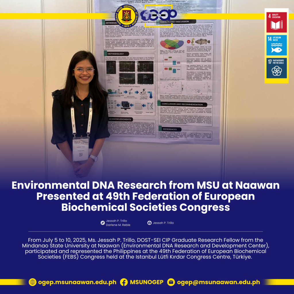 Environmental DNA Research from MSU at Naawan Presented at 49th Federation of European Biochemical Societies (FEBS) Congress