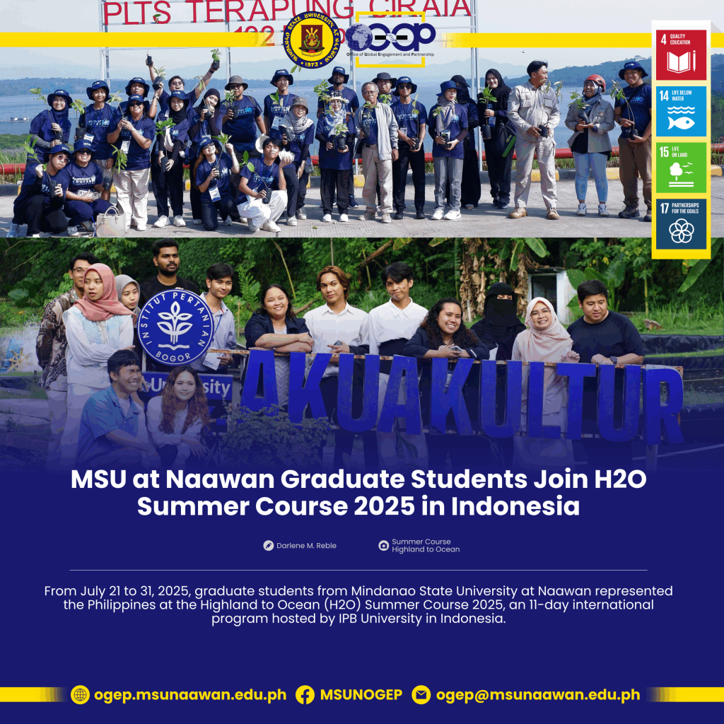 MSU at Naawan Graduate Students Join H2O Summer Course 2025 in Indonesia