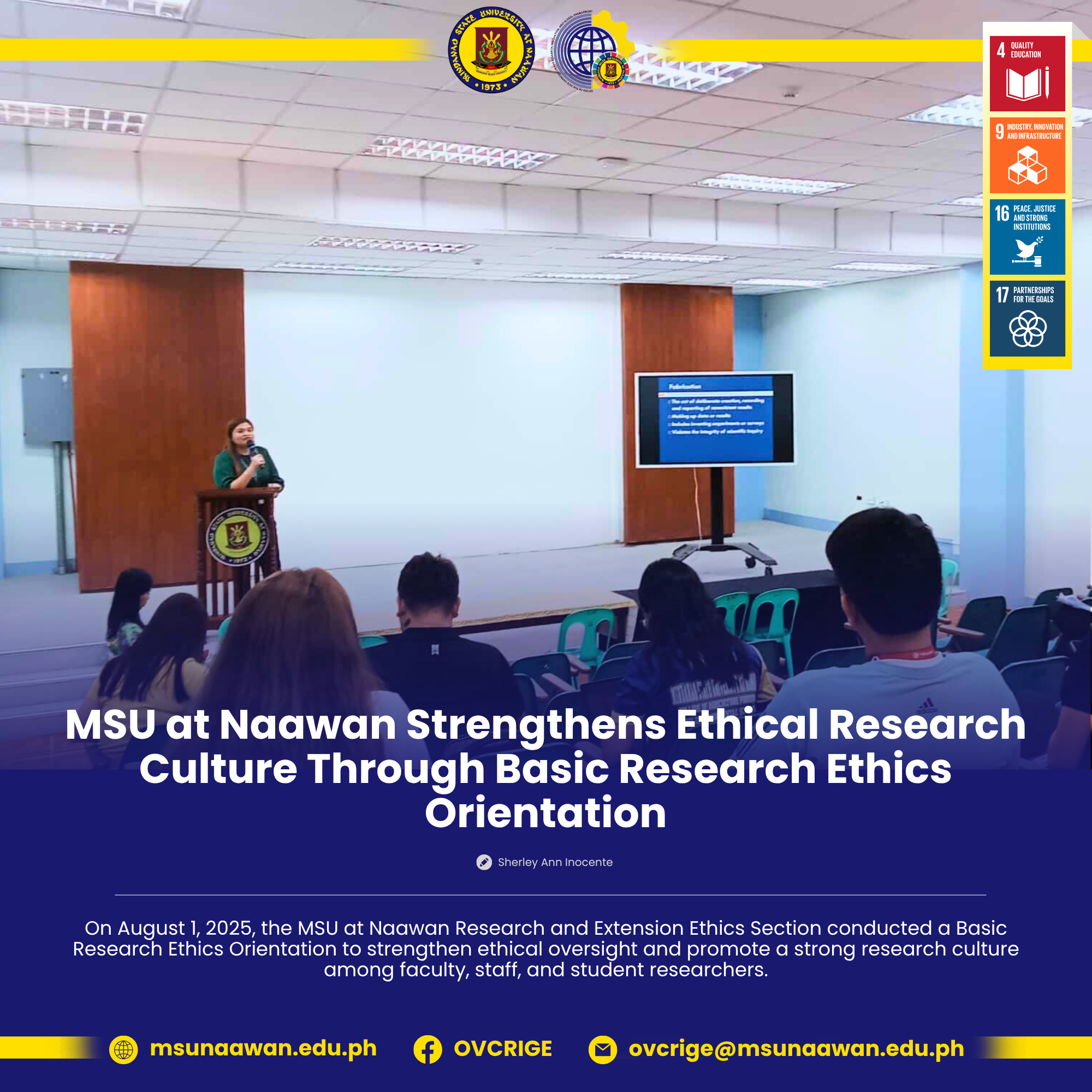 MSU at Naawan Strengthens Ethical Research Culture Through Basic Research Ethics Orientation
