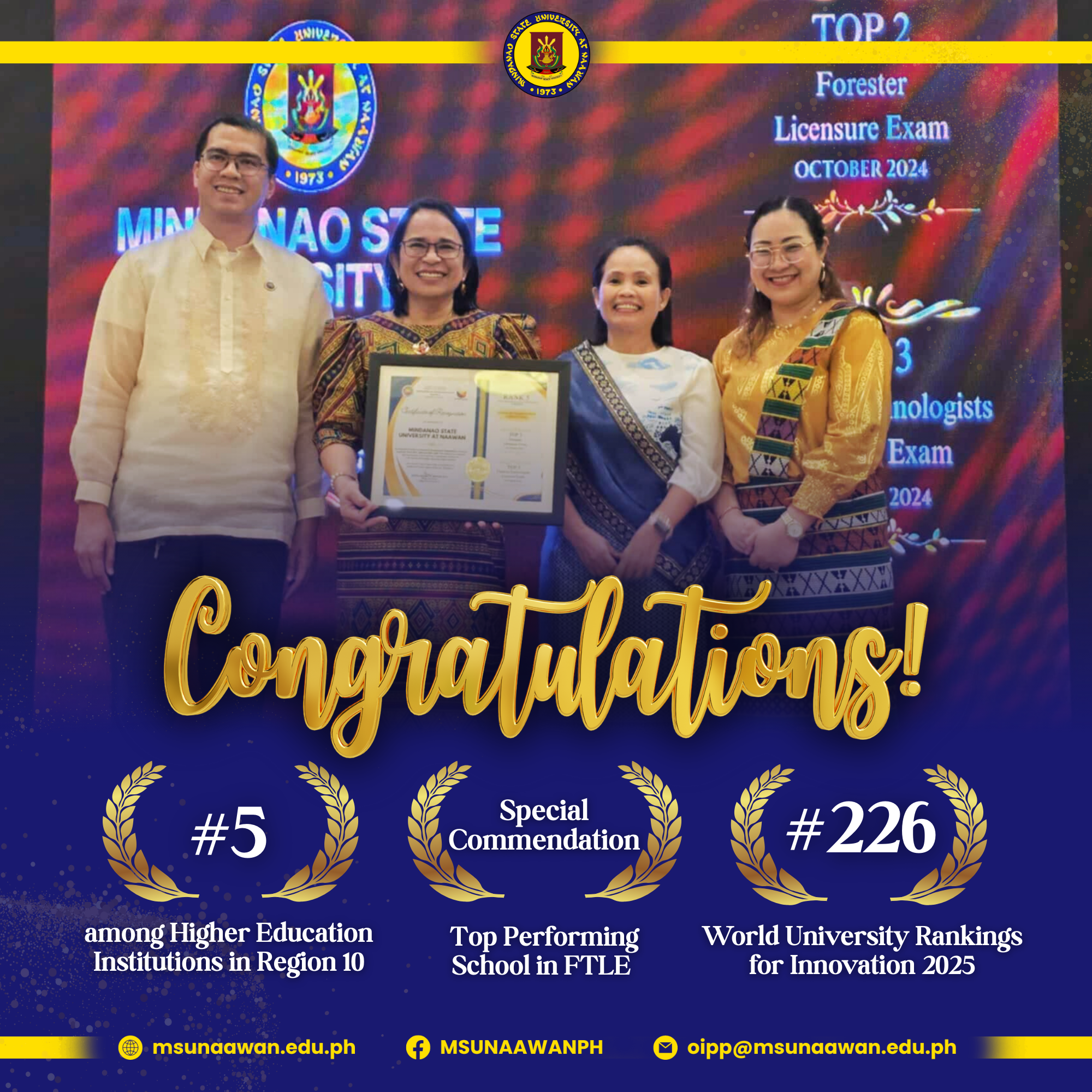 MSUN receives multiple awards from CHED