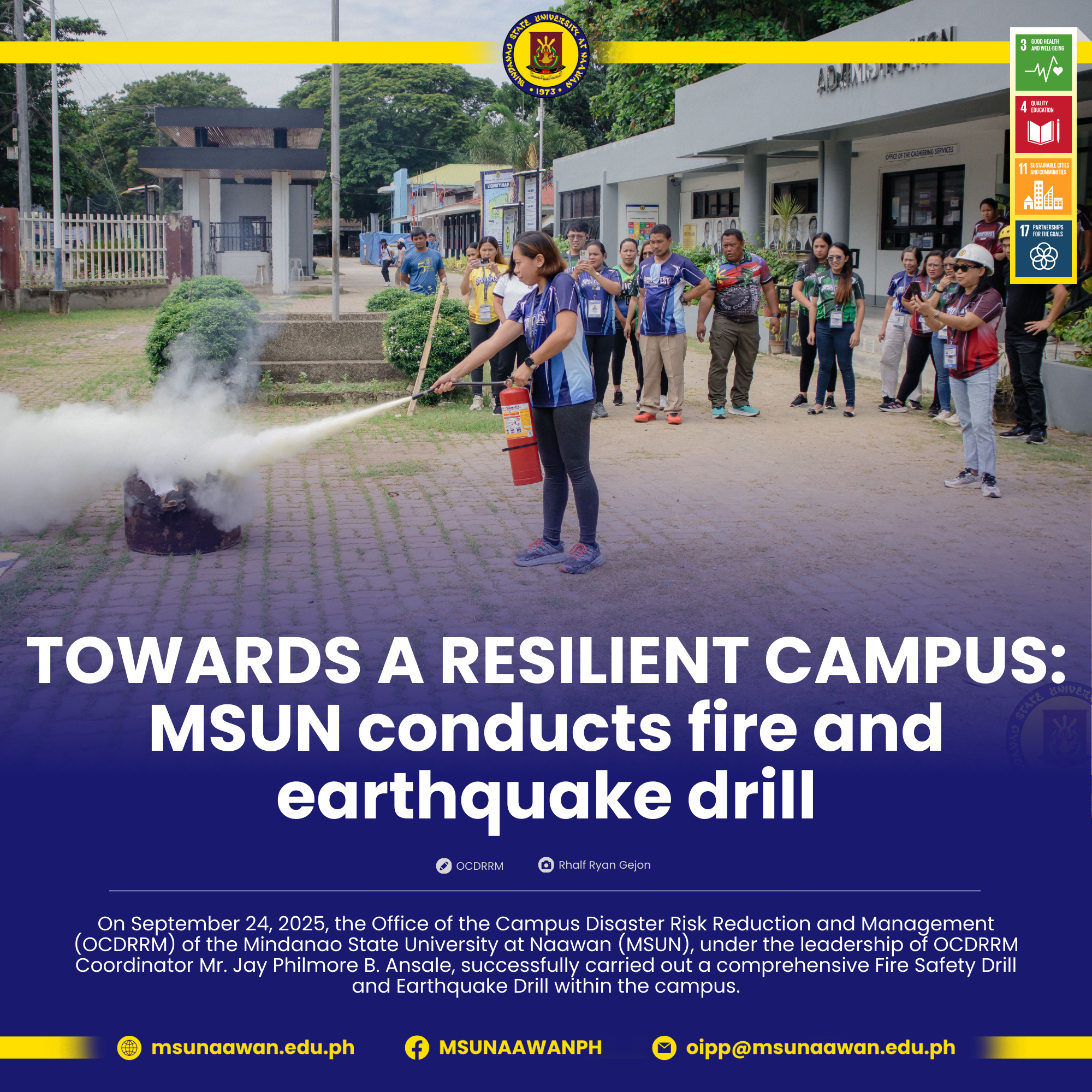 Towards a Resilient Campus: MSUN conducts fire and earthquake drill
