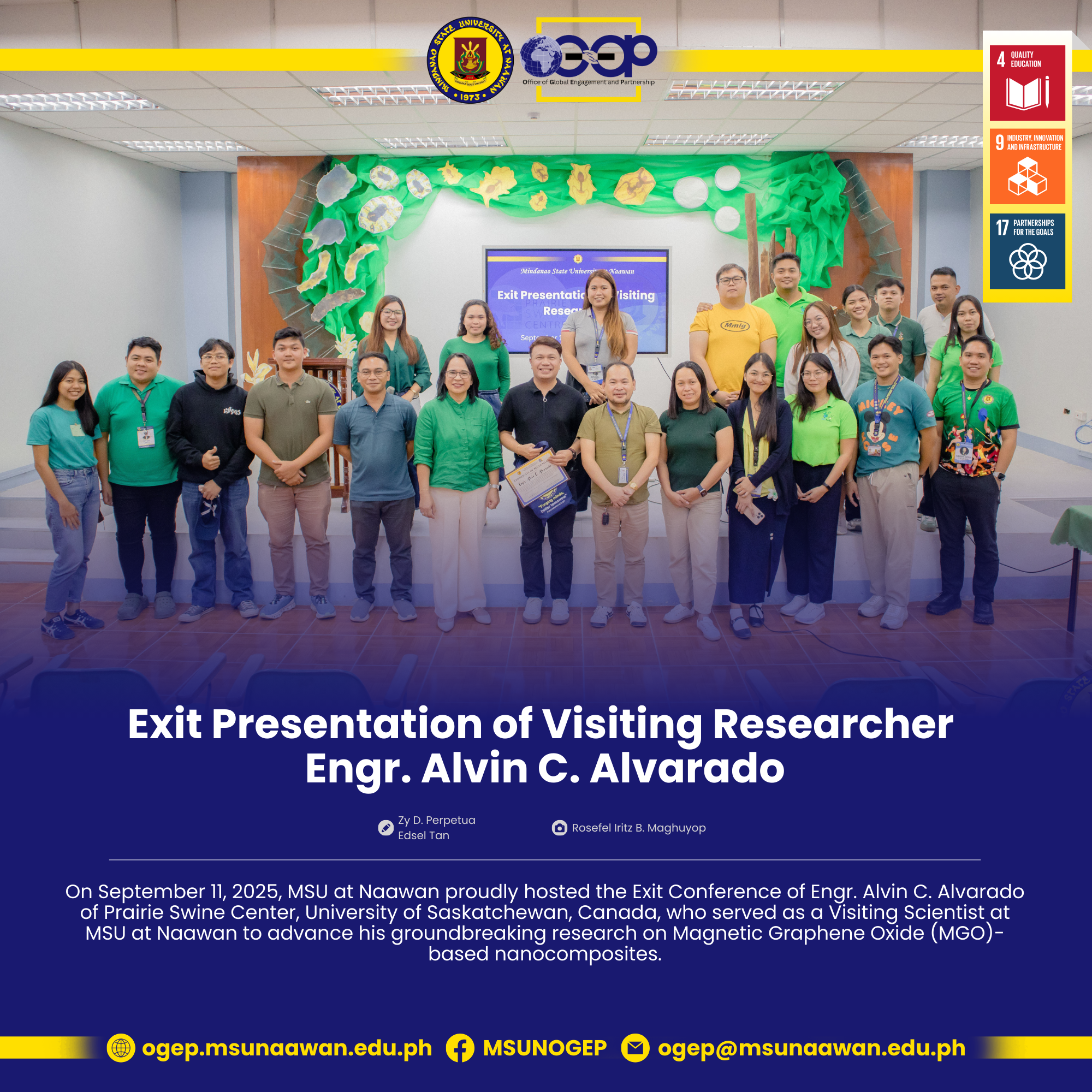 Exit Presentation of Visiting Researcher Engr. Alvin C. Alvarado