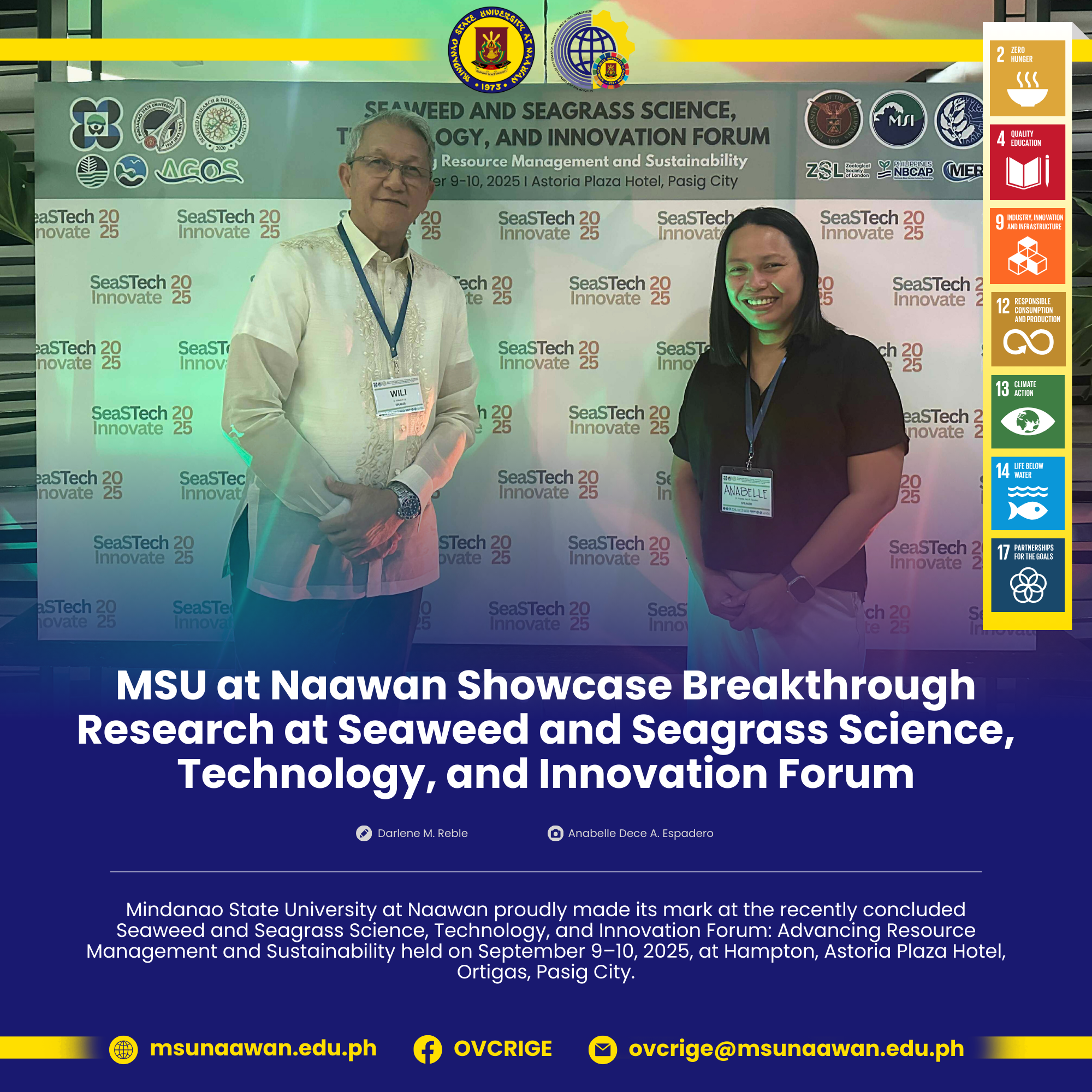 MSU at Naawan Showcase Breakthrough Research at Seaweed and Seagrass Science, Technology, and Innovation Forum