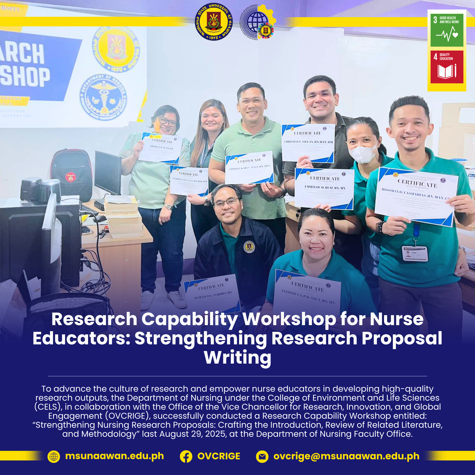Research Capability Workshop for Nurse Educators: Strengthening Research Proposal Writing
