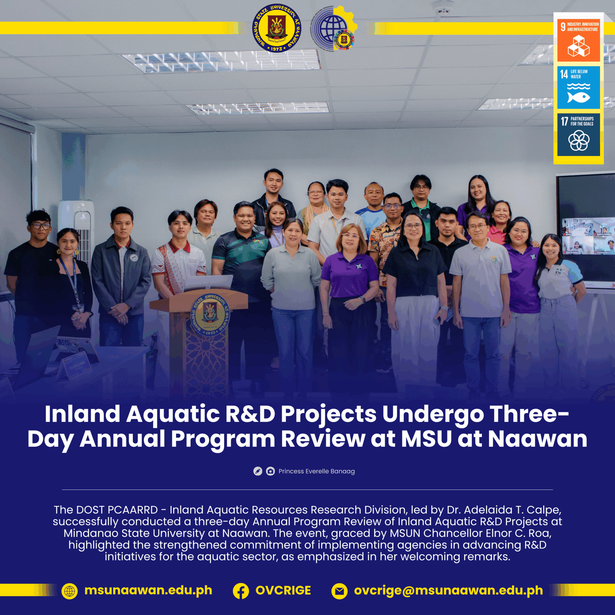 Inland Aquatic R&D Projects Undergo Three-Day Annual Program Review at MSU at Naawan