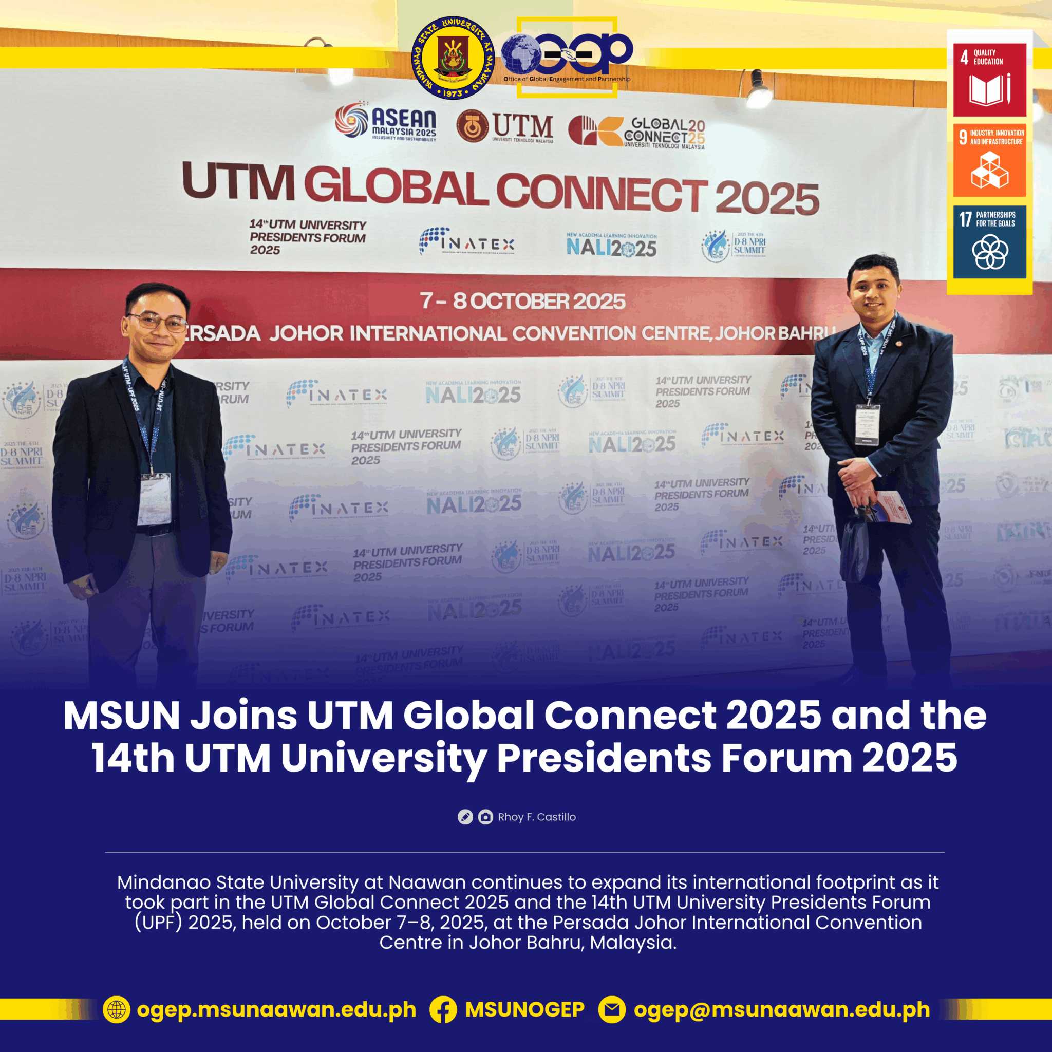 MSUN Joins UTM Global Connect 2025 and the 14th UTM University Presidents Forum 2025