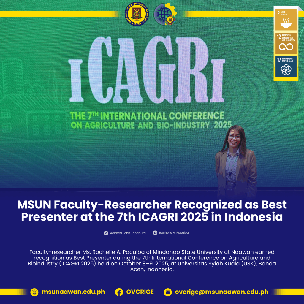MSUN Faculty-Researcher Recognized as Best Presenter at the 7th ICAGRI 2025 in Indonesia