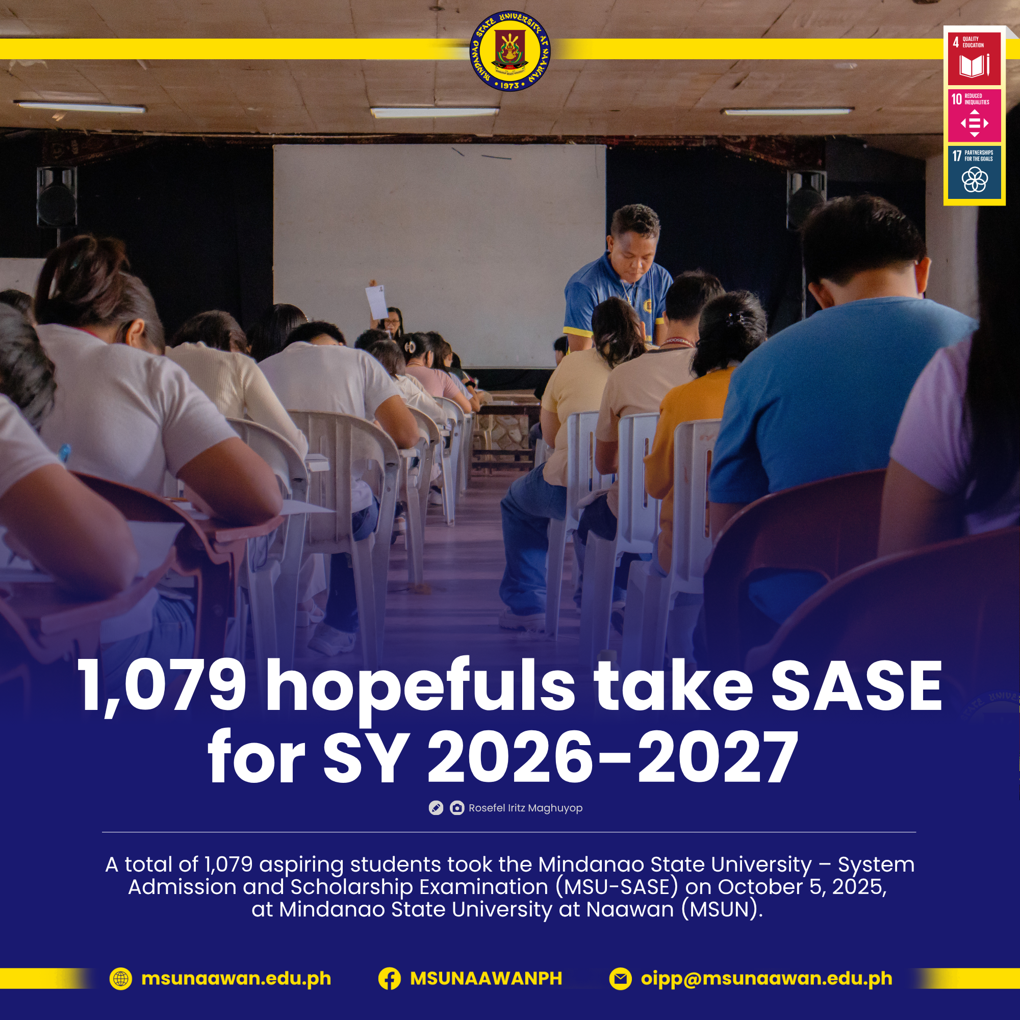 1,079 hopefuls take SASE for SY 2026-2027