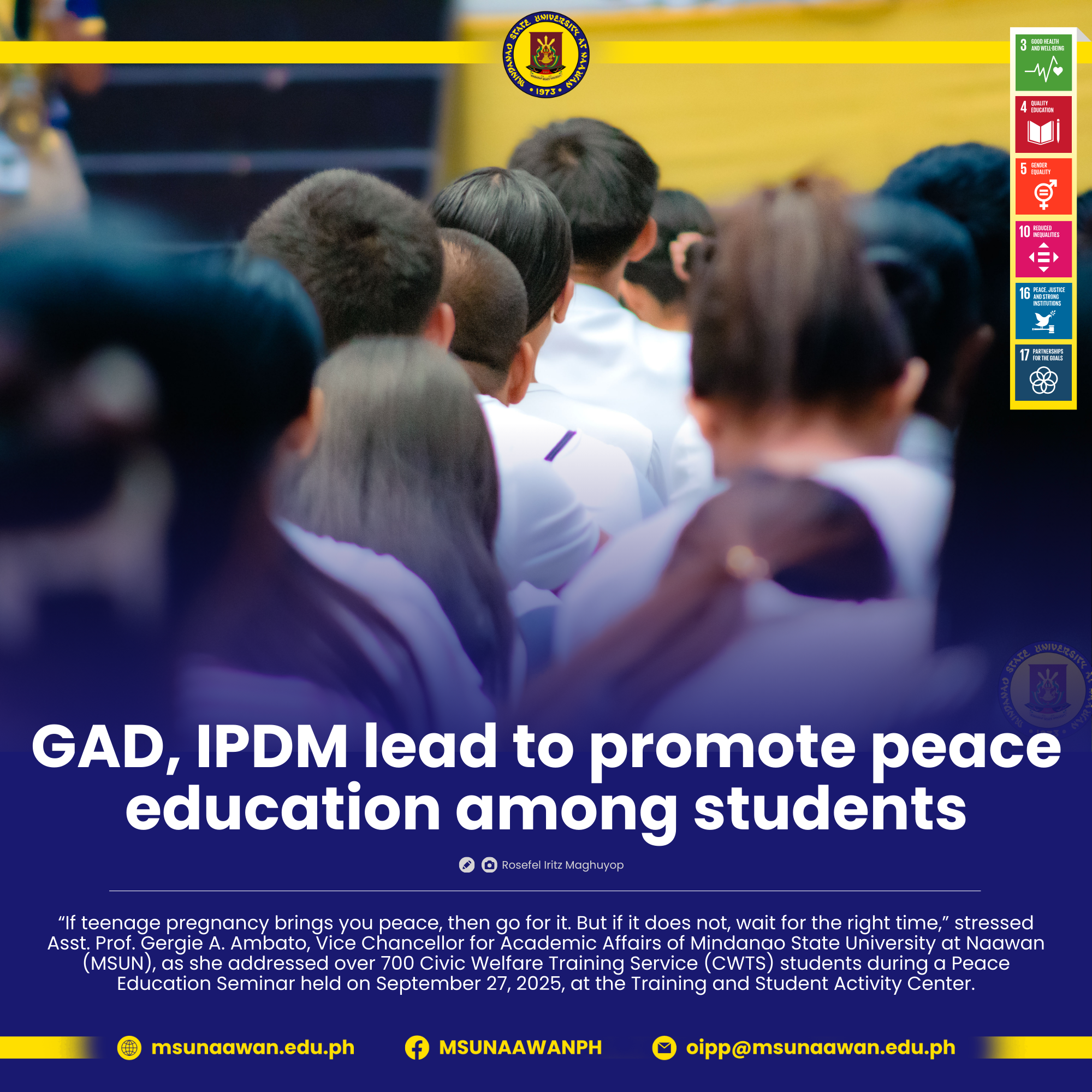 GAD, IPDM lead to promote peace education among students