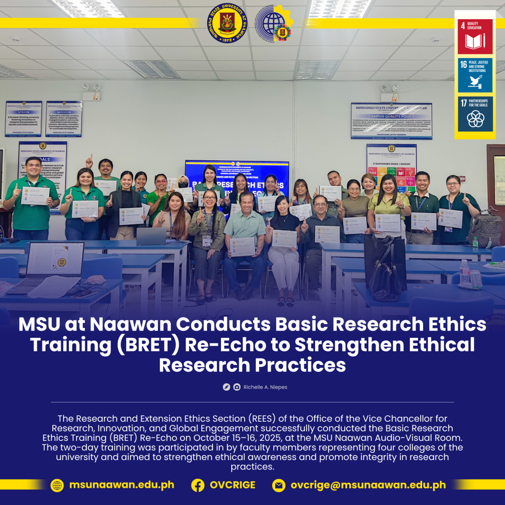 MSU at Naawan Conducts Re-Echo of the Basic Research Ethics Training (BRET)