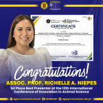Faculty Researcher Wins Best Presenter at 12th International Animal Science Conference