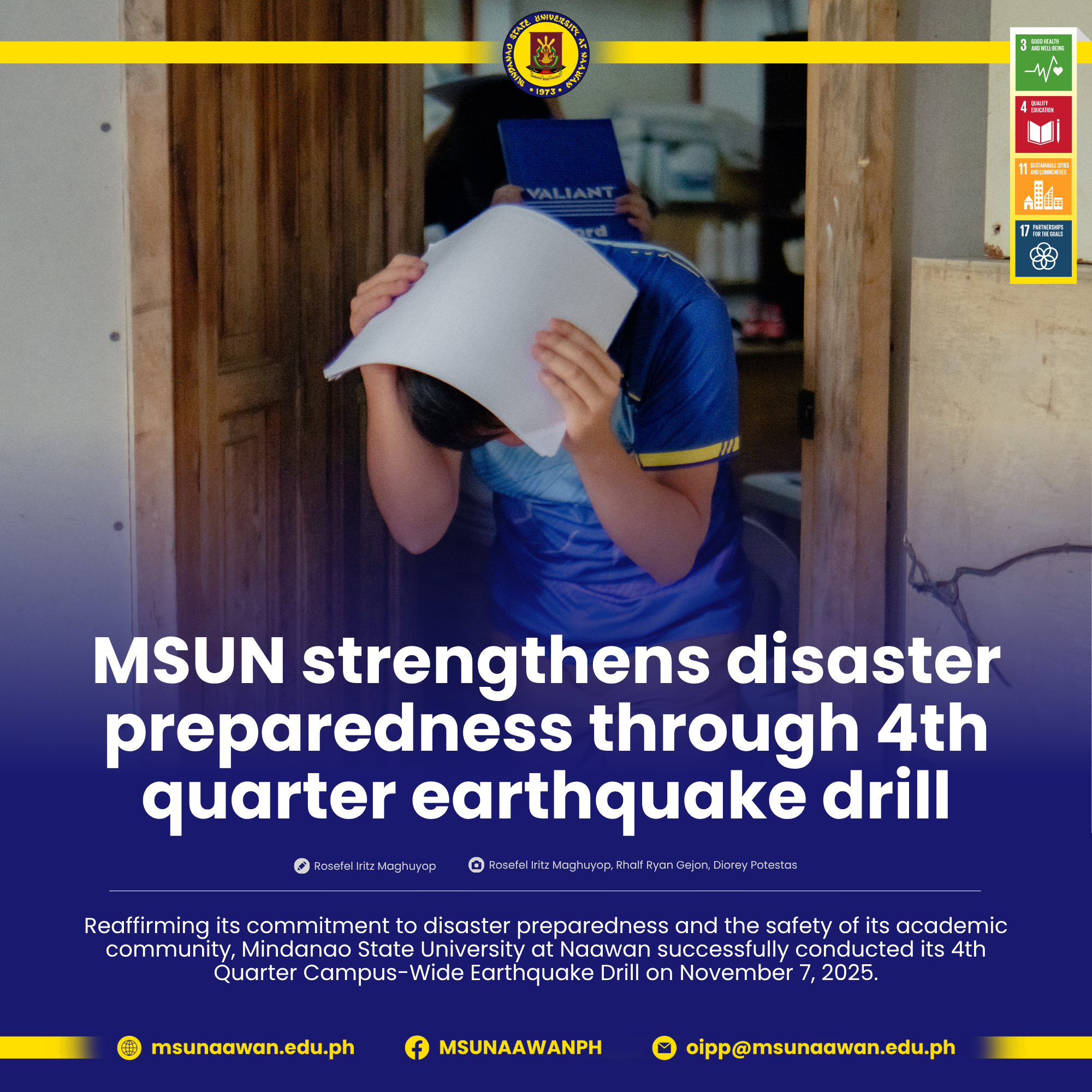 MSUN strengthens disaster preparedness through 4th quarter earthquake drill