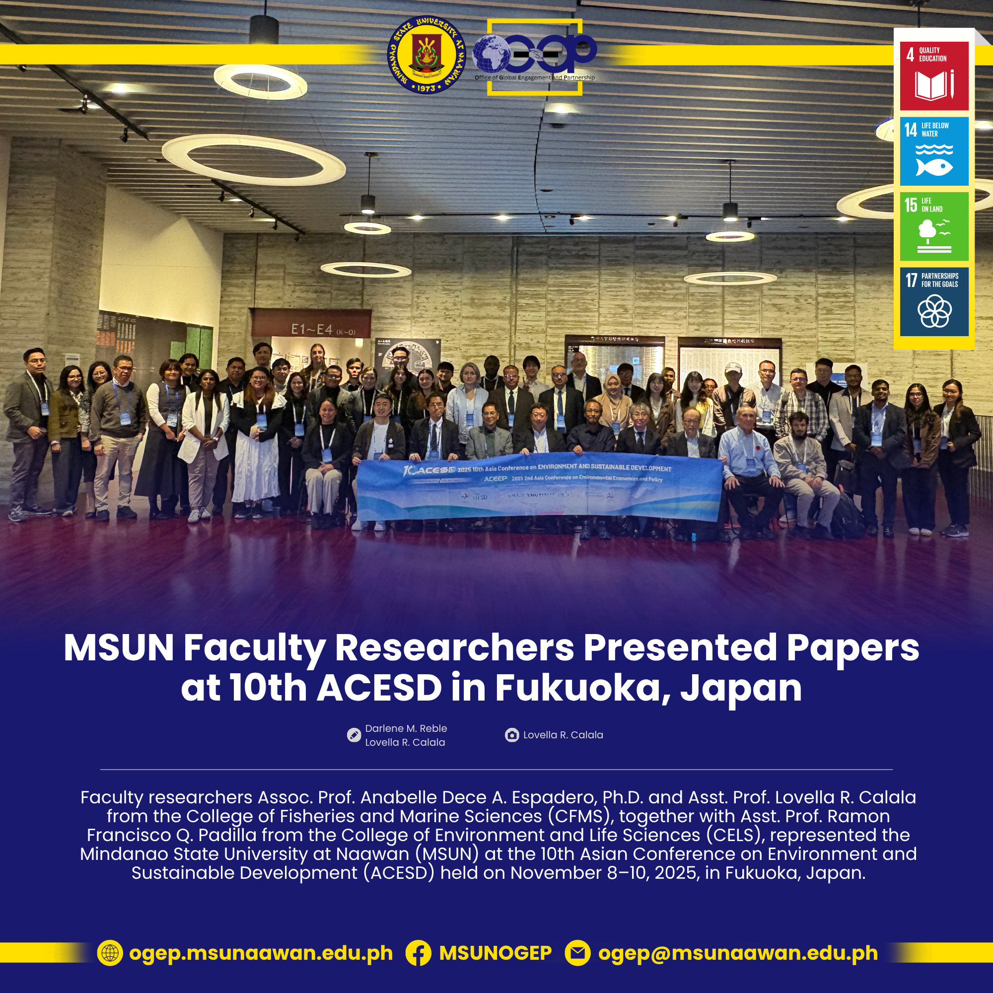 MSUN Faculty Researchers Presented Papers at 10th ACESD in Fukuoka, Japan