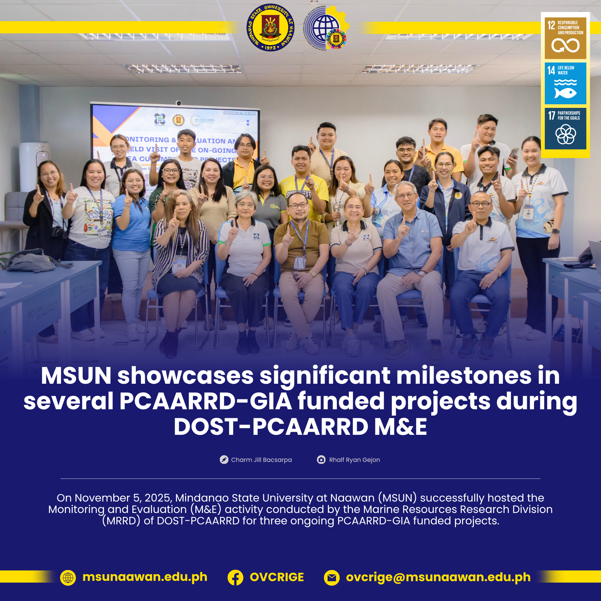MSUN showcases significant milestones in several PCAARRD-GIA funded projects during DOST-PCAARRD M&E