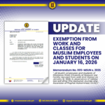 EXEMPTION FROM WORK AND CLASSES FOR MUSLIM EMPLOYEES AND STUDENTS ON JANUARY 16, 2026, IN OBSERVANCE OF LAILATUL ISRA WAL MI’RAJ