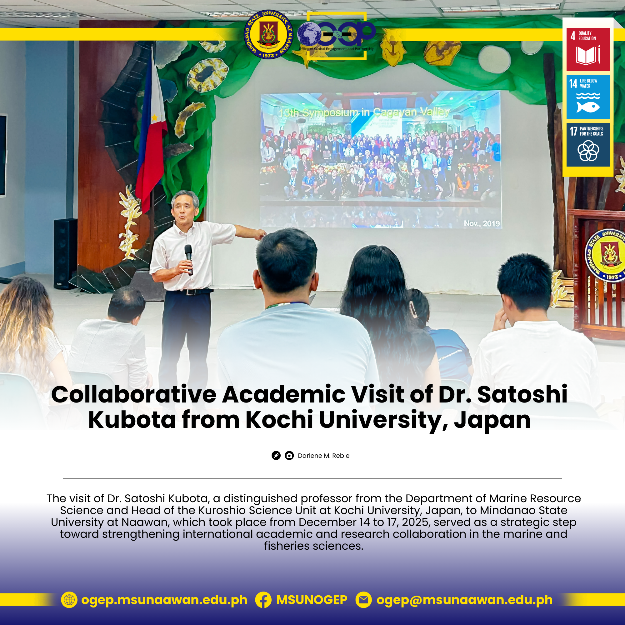 Collaborative Academic Visit of Dr. Satoshi Kubota from Kochi University, Japan