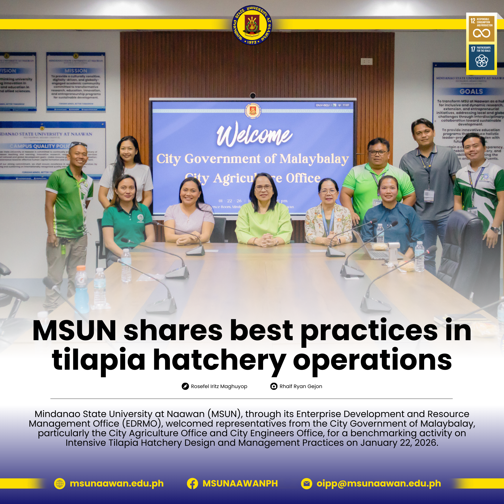 MSUN shares best practices in tilapia hatchery operations