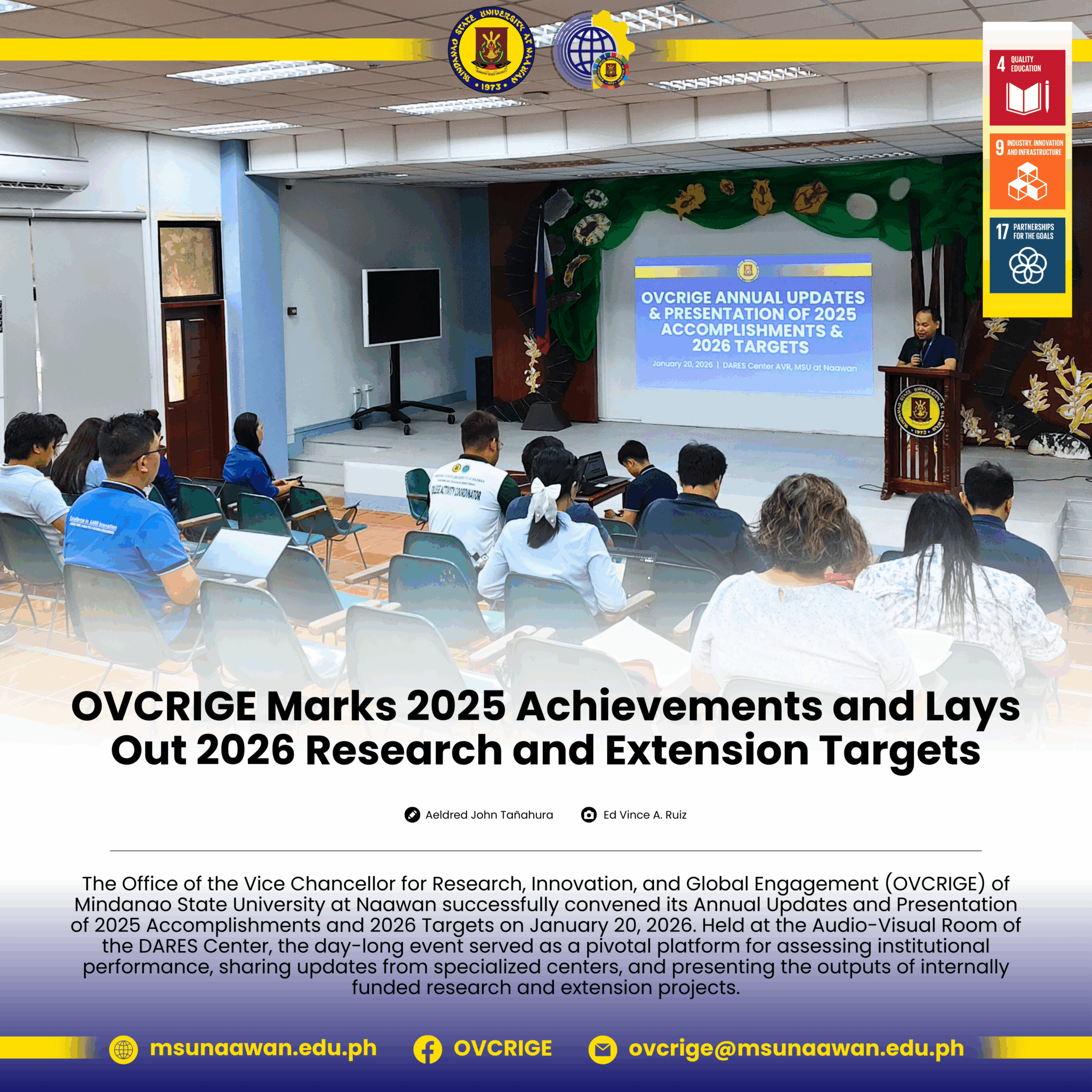 OVCRIGE Marks 2025 Achievements and Lays Out 2026 Research and Extension Targets