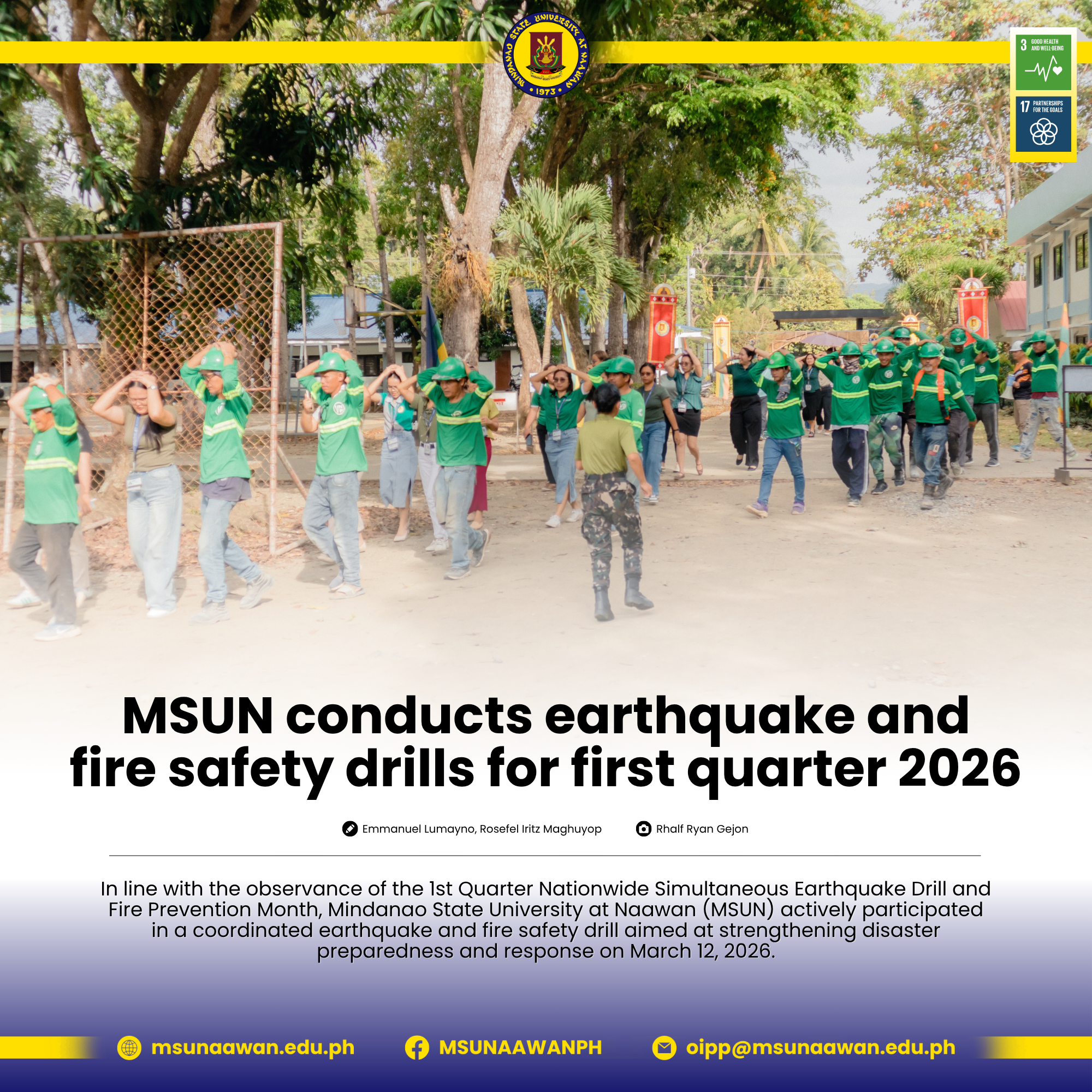 MSUN conducts earthquake and fire safety drills for first quarter 2025