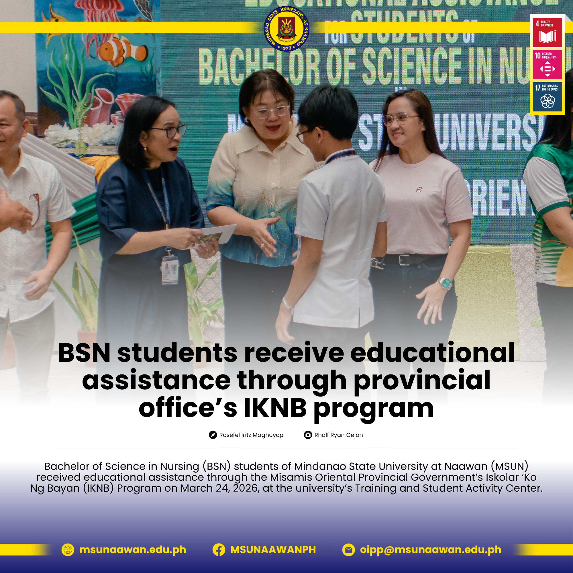 BSN students receive educational assistance through provincial office’s IKNB program