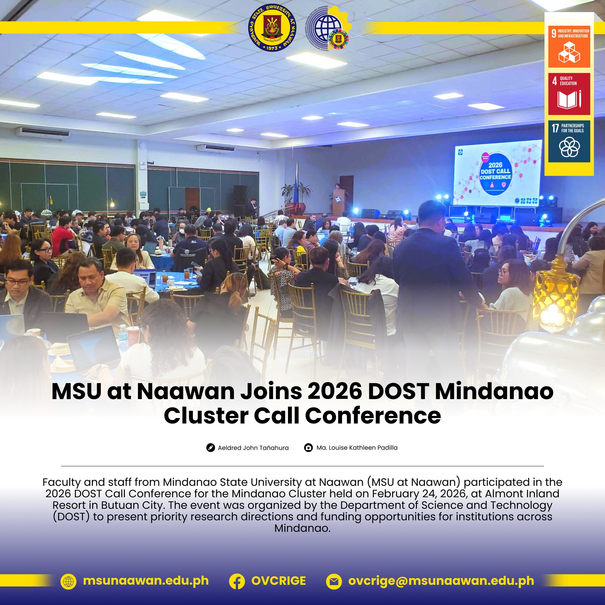 MSU at Naawan Joins 2026 DOST Mindanao Cluster Call Conference