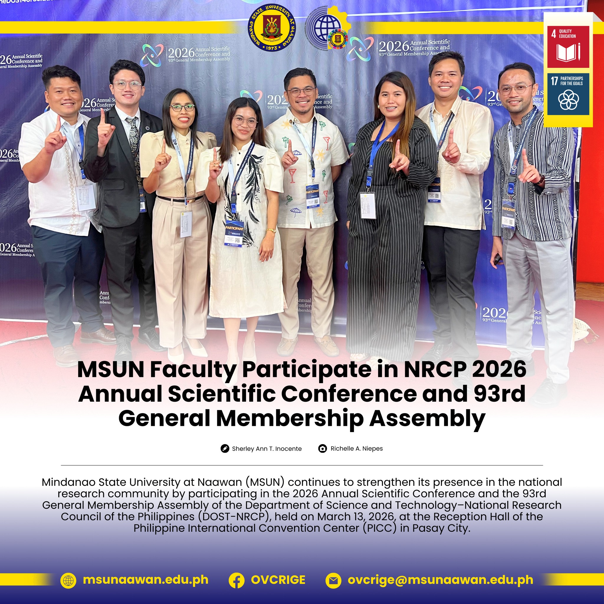 MSUN Faculty Participate in NRCP 2026 Annual Scientific Conference and 93rd General Membership Assembly