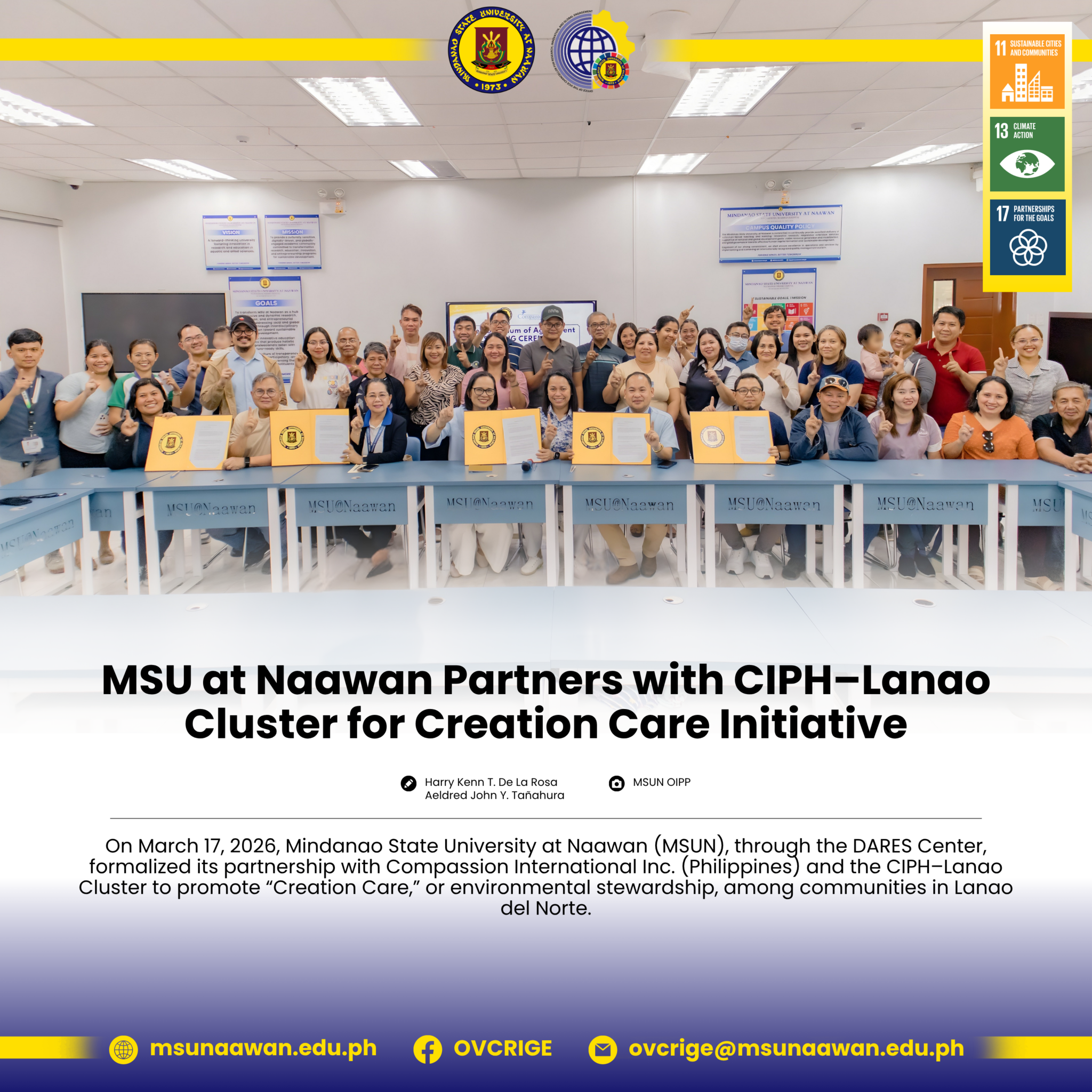 MSU at Naawan Partners with CIPH–Lanao Cluster for Creation Care Initiative