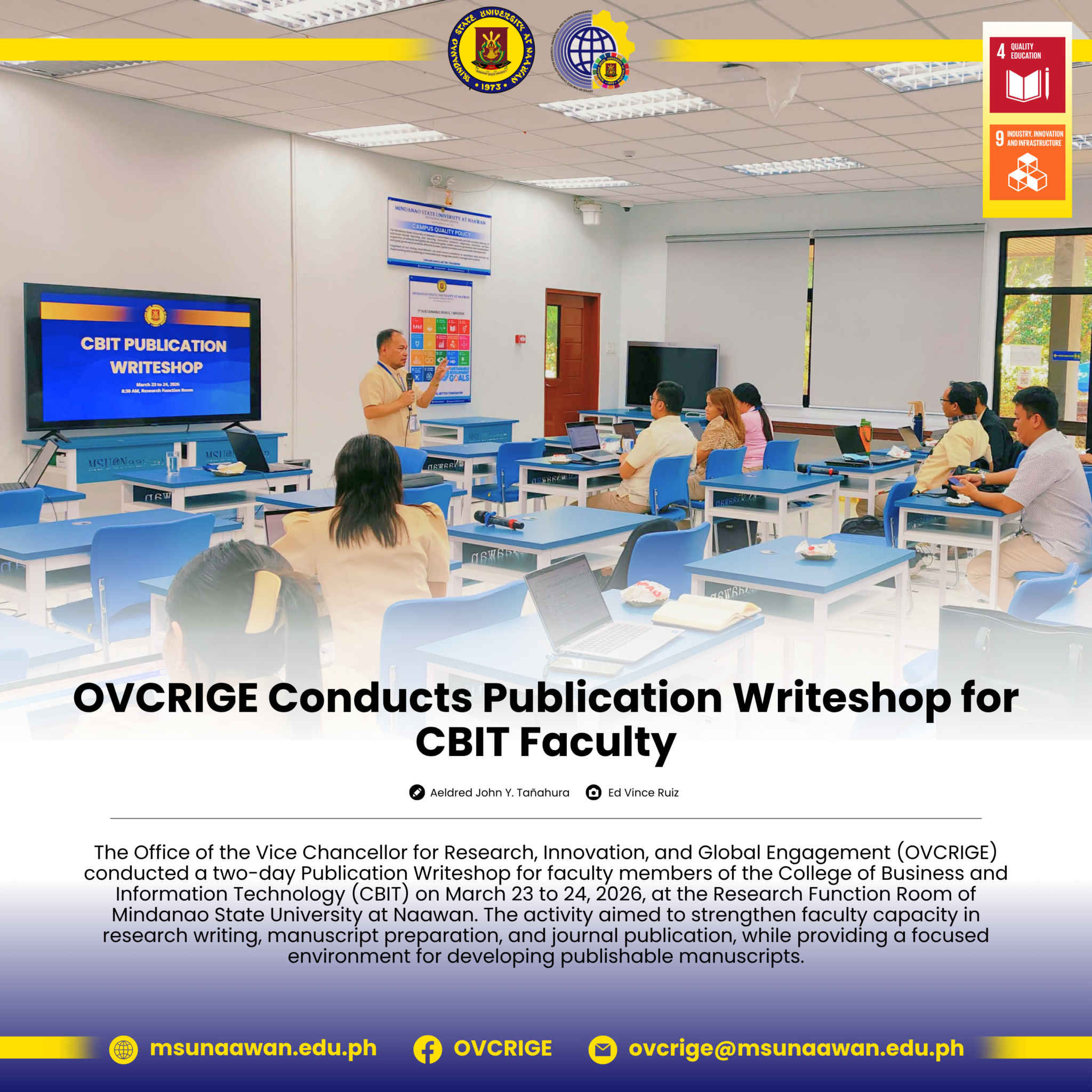 OVCRIGE Conducts Publication Writeshop for CBIT Faculty