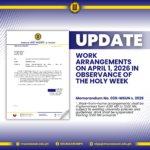 𝗪𝗢𝗥𝗞 𝗔𝗥𝗥𝗔𝗡𝗚𝗘𝗠𝗘𝗡𝗧𝗦 𝗢𝗡 𝗔𝗣𝗥𝗜𝗟 𝟭, 𝟮𝟬𝟮𝟲, 𝗜𝗡 𝗢𝗕𝗦𝗘𝗥𝗩𝗔𝗡𝗖𝗘 𝗢𝗙 𝗧𝗛𝗘 𝗛𝗢𝗟𝗬 𝗪𝗘𝗘𝗞