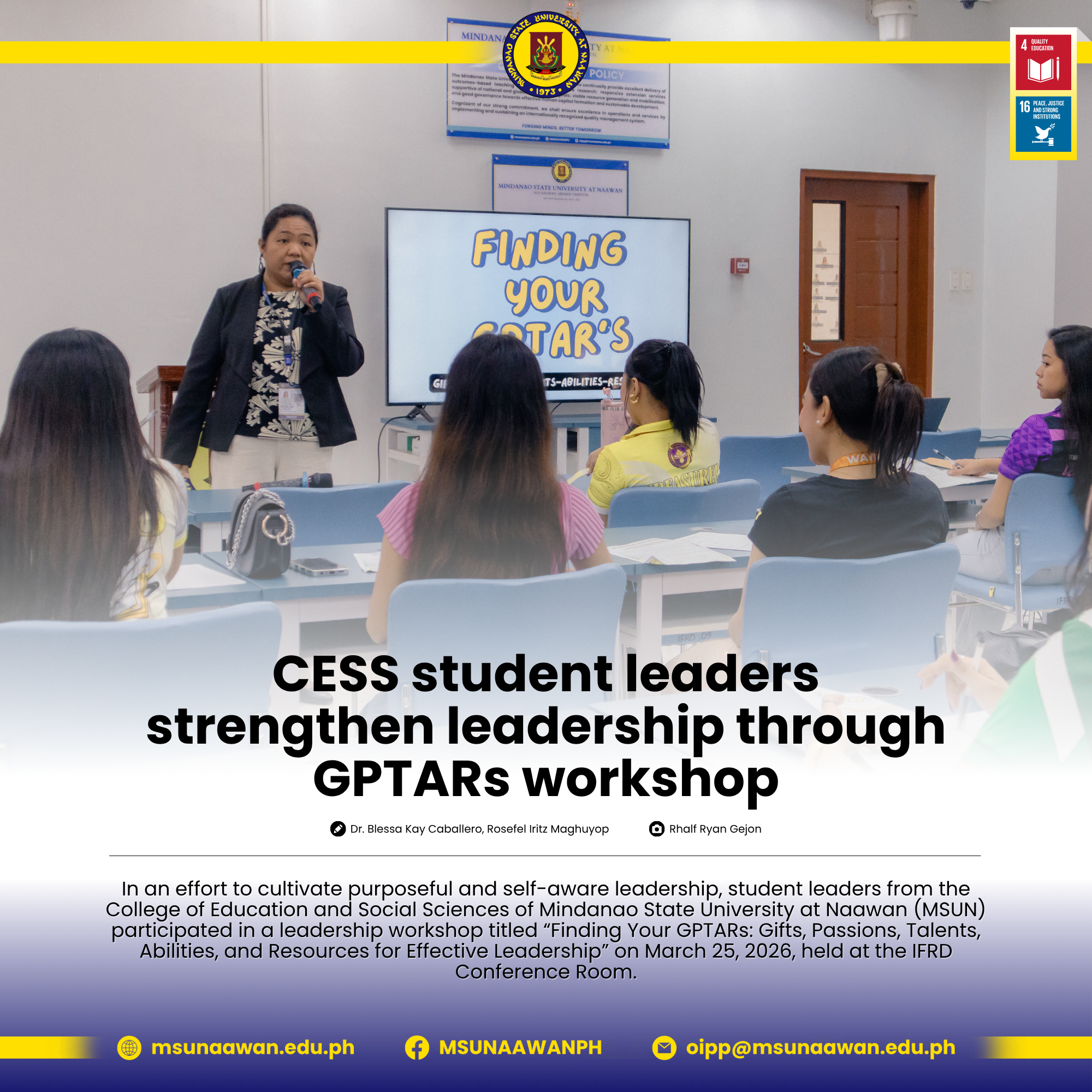 CESS student leaders strengthen leadership through GPTARs workshop