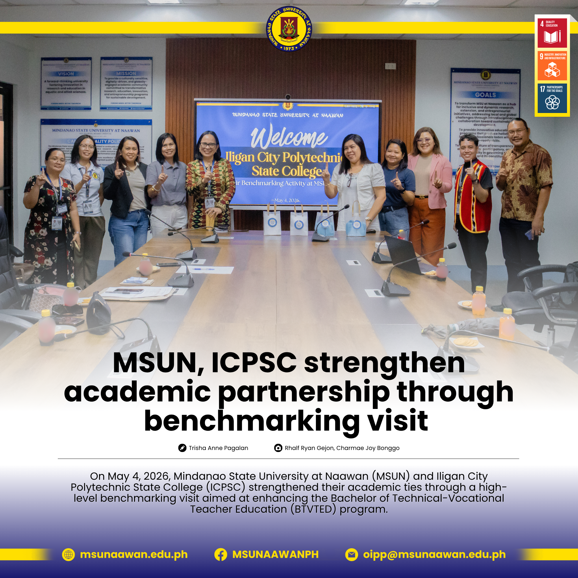 MSUN, ICPSC strengthen academic partnership through benchmarking visit