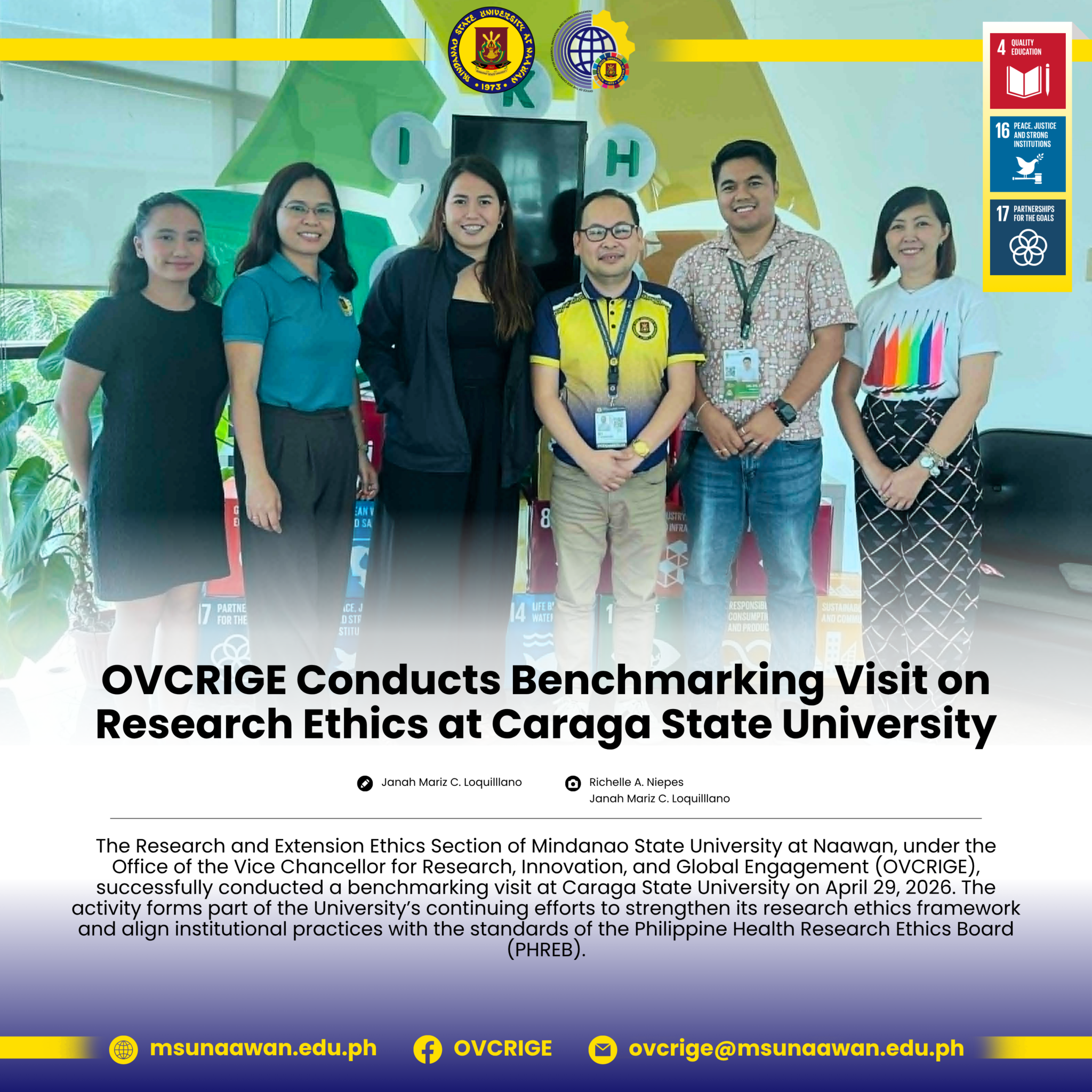OVCRIGE Conducts Benchmarking Visit on Research Ethics at Caraga State University