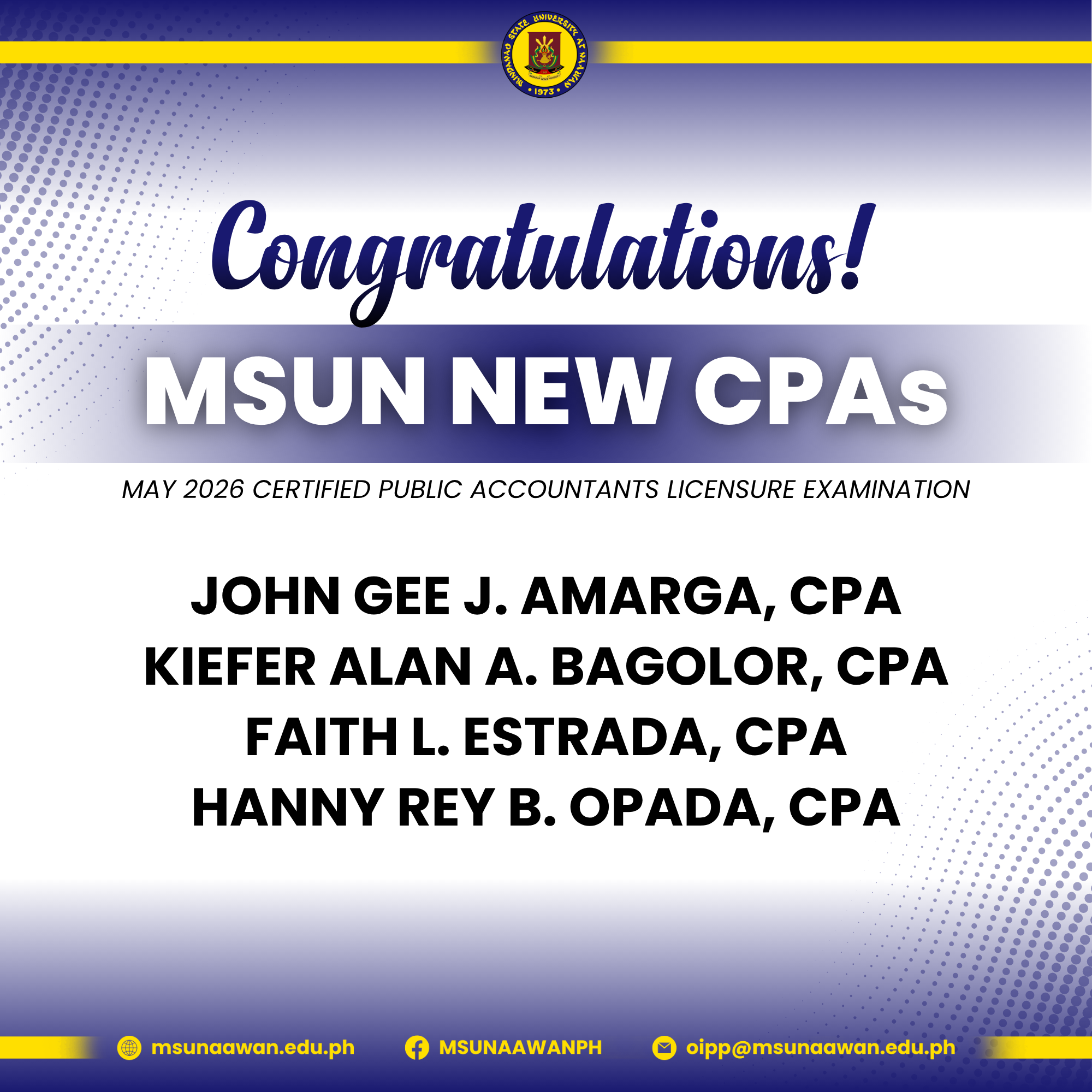Congratulations, MSUN new CPAs!