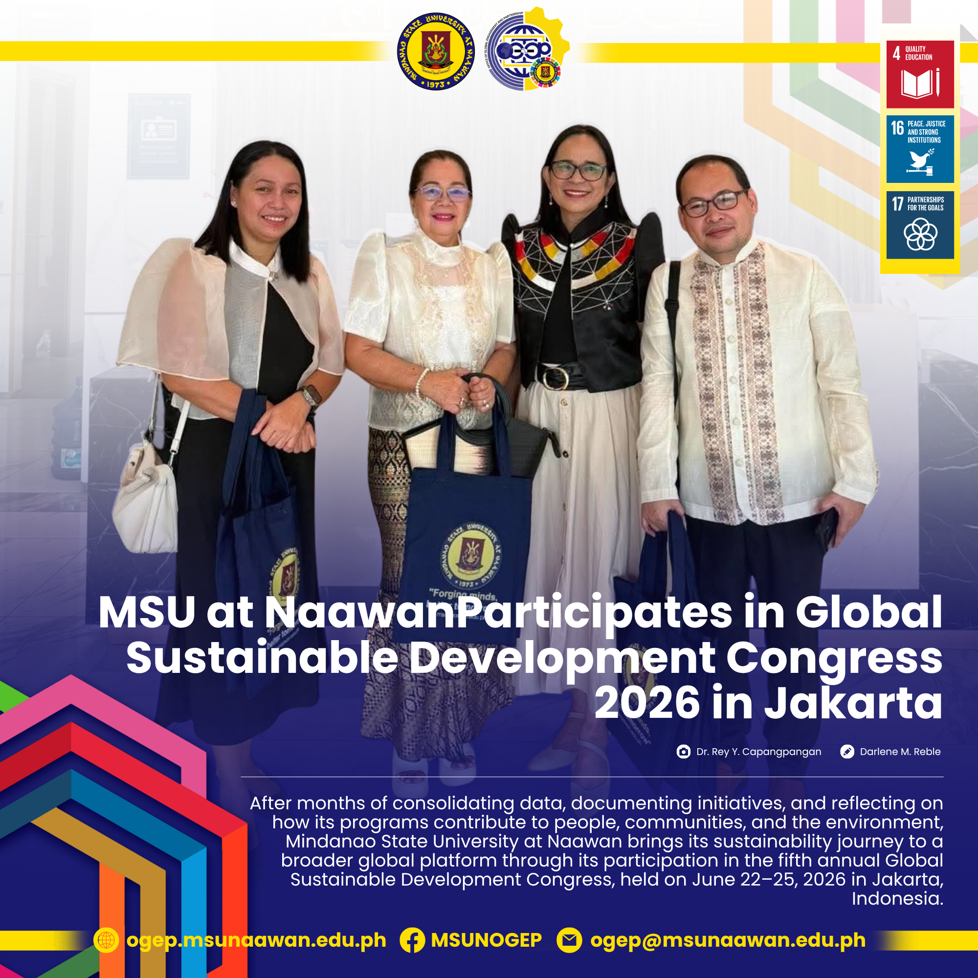 MSU at Naawan Participates in Global Sustainable Development Congress 2026 in Jakarta
