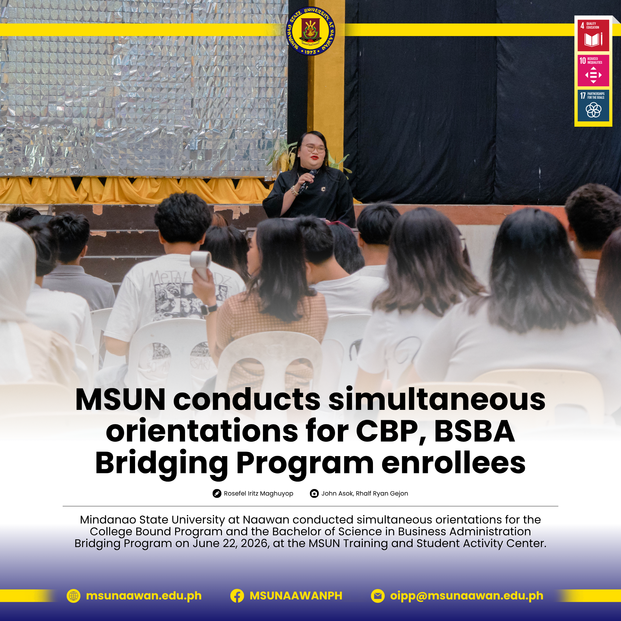 MSUN conducts simultaneous orientations for CBP, BSBA Bridging Program enrollees
