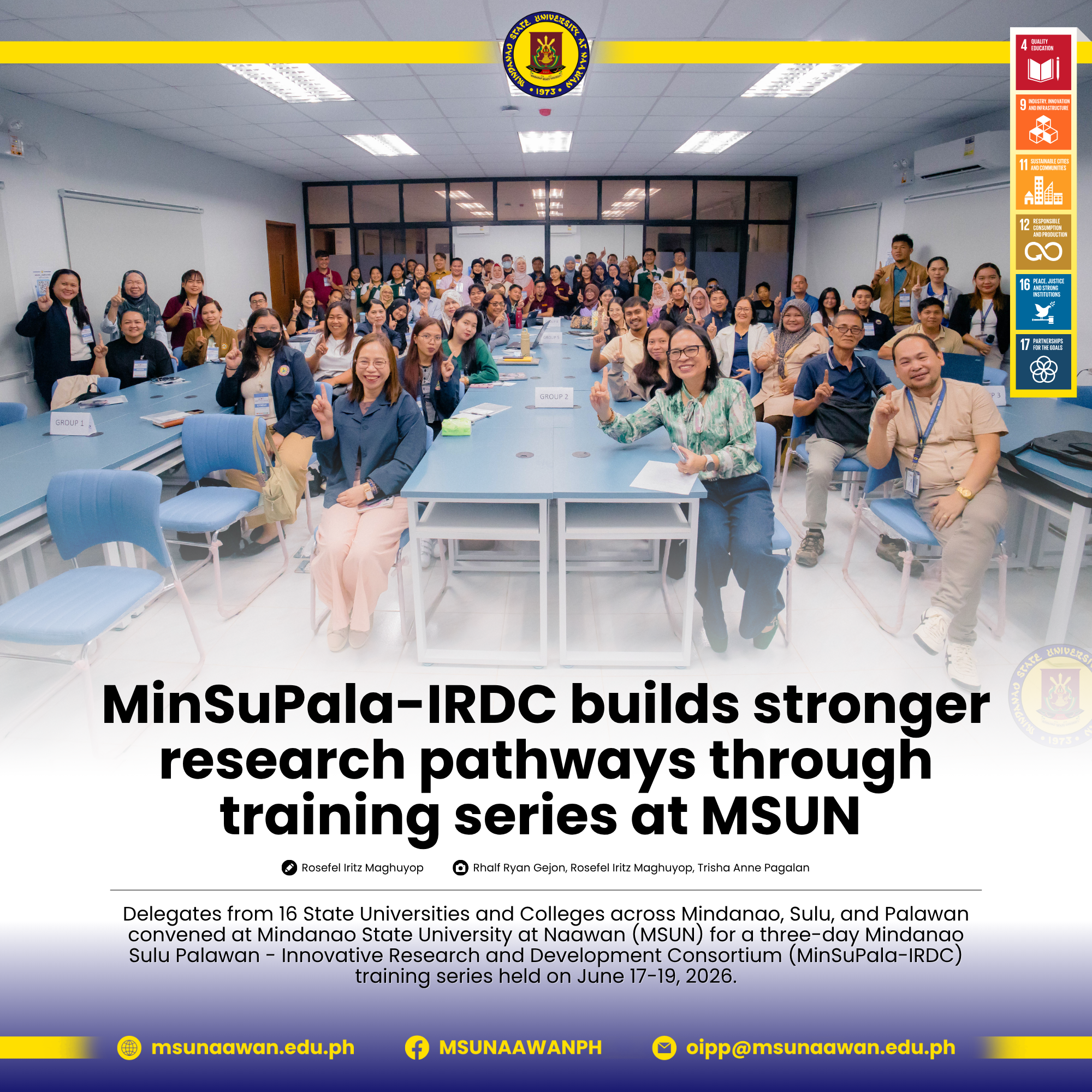 MinSuPala-IRDC builds stronger research pathways through training series at MSUN 